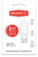 Світлодіодна лампа LED G9 MAXUS 2 W Тепле світло 3000 K 220 V (1-LED-201)