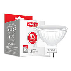 LED лампа MAXUS MR16 5W 3000К 220V GU5.3 AP (1-LED-513-01)
