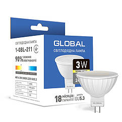 LED лампа GLOBAL MR16 3W 3000K 220V GU5.3 (1-GBL-211)