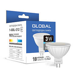 LED лампа GLOBAL MR16 3W 4100K 220V GU5.3 (1-GBL-212)