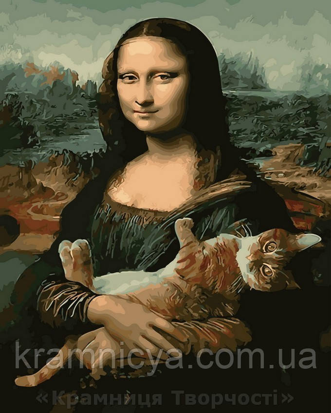Картина за номерами 40x50 Мона Ліза і кіт, Rainbow Art (GX29098)