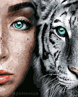Картина по номерам 40x50 Девушка и тигр, Rainbow Art (GX31989)