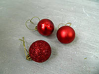 Новогоднее украшение шар микс красный 4см 1шт