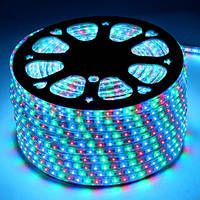 Светодиодная LED лента 5050 RGB 220V, дюралайт бухта 100м цветная
