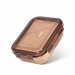 Прямокутний контейнер скляний 22х16х7см/1520мл з кришкою з пластика для зберігання продуктів Fissman