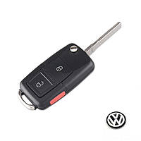 Корпус викидного ключа VW з Жалом (2 кнопки+Panic+Логотип VW Black Силікон)