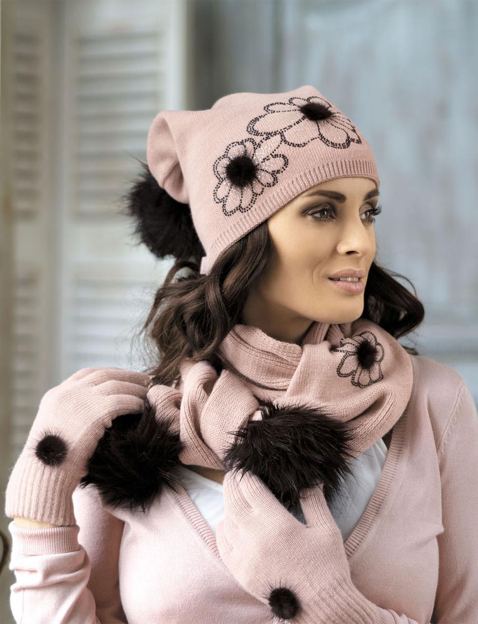Гарна тепла жіноча шапка з помпоном від Kamea Agata. - фото 1 - id-p410017184