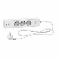 Подовжувач 3-й з заземленням+2*USB білий 1.5 метра Schneider Unica Extend