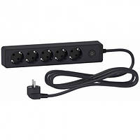 Подовжувач 5-й з заземленням чорний 3 метри Schneider Unica Extend