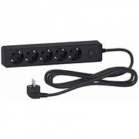 Подовжувач 5-й з заземленням чорний 1.5 метра Schneider Unica Extend