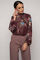 Женская женственная бордовая блуза в бохо-стиле 42-52 размера бордовая 44