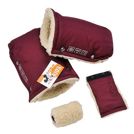 Теплі зимові рукавички на овчині для колясок для санок муфта теплі рукавиці на коляску For Kids, фото 1