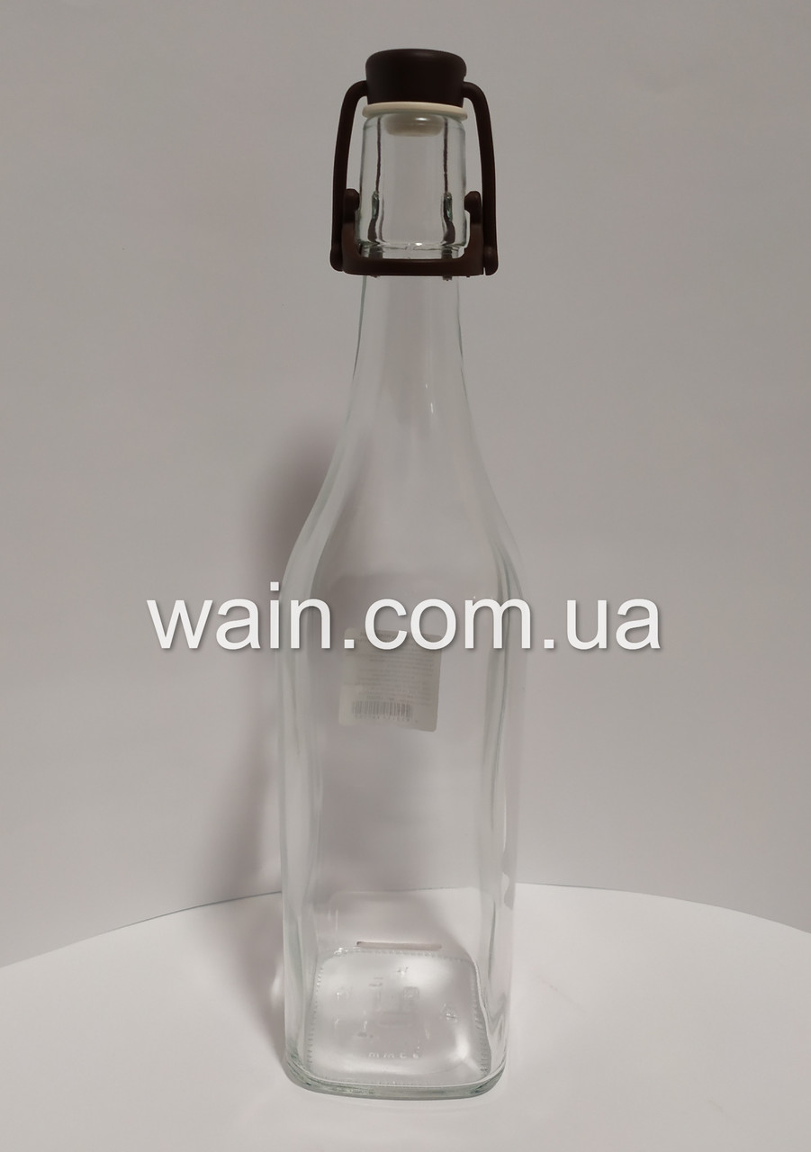 Пляшка скляна 1 л Homemade з коричневим бугельним замком для зберігання і подачі напоїв Everglass