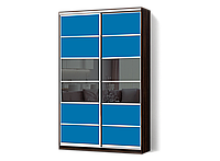 Шкаф-Купе Двухдверный Стандарт-4 ДСП Зебрано темное, цветное стекло, тон. зеркало графит 114 (Luxe-Studio TM)