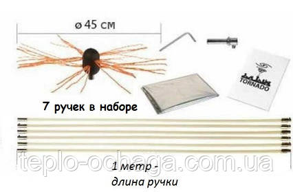 Роторний набір для чищення димоходу HANSA TORNADO (7 ручок), фото 1