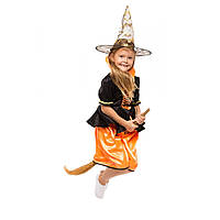 Карнавальний костюм Відьмочка для дівчинки 5,6,7,8 років Дитячий костюм на Хелоуїн