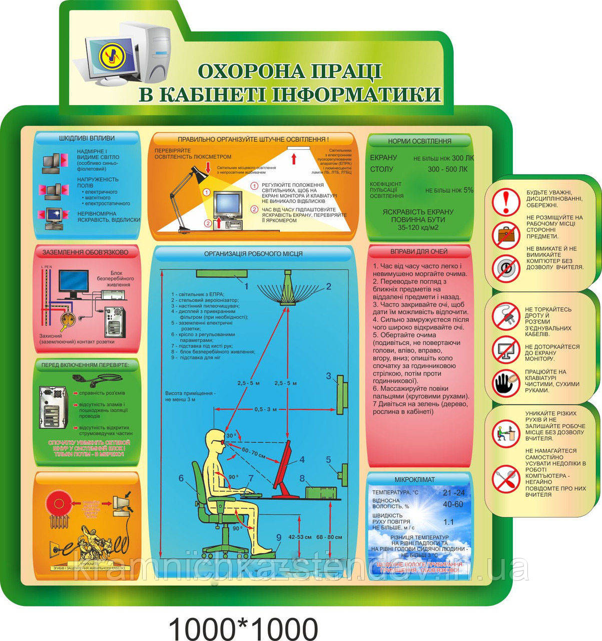 Стенд для інформатики "Охрану праці в кабінеті інформатики"