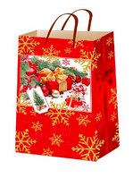 Новорічні пакети лімітовані 24х24 (П2-мікс51) Сніжинки/Подарунок (червоний)