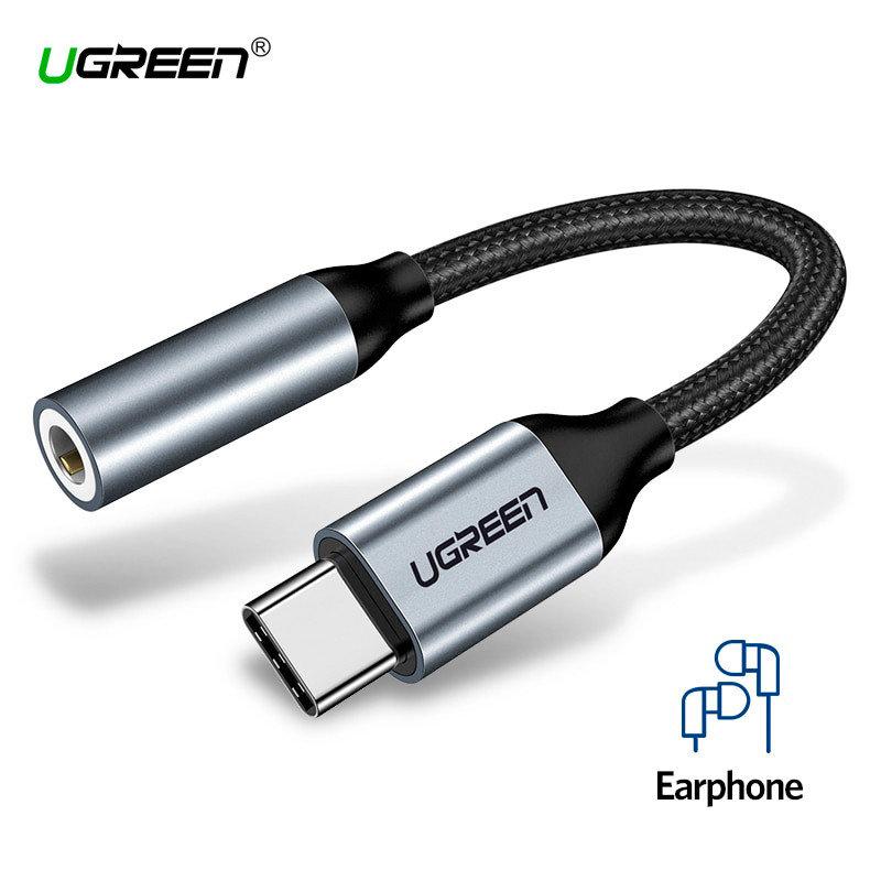 Перехідник USB Type C на 3.5 мм Ugreen для навушників, гарнітури AV142 (Чорний)