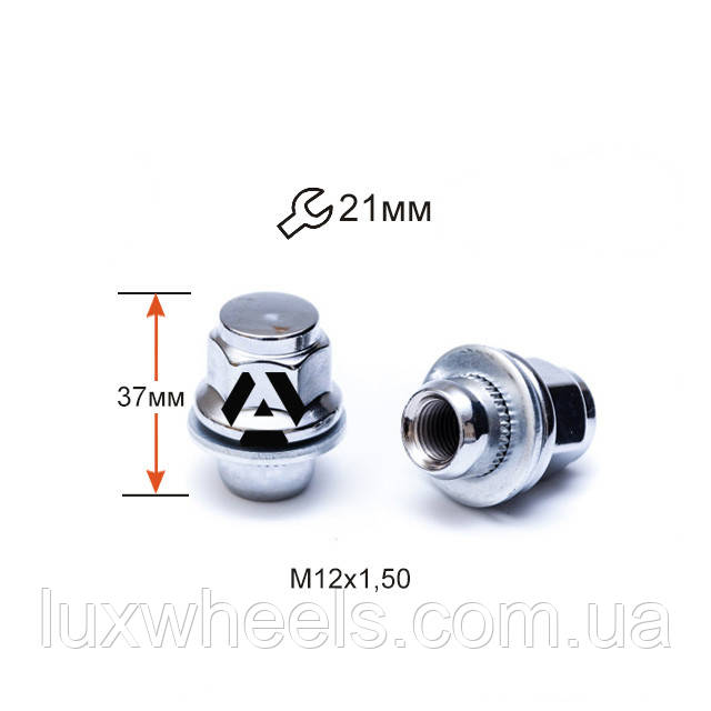 Гайка колісна A723845 М12х1,5х37мм Пресшайба (Toyota) Закрита Хром Ключ 21