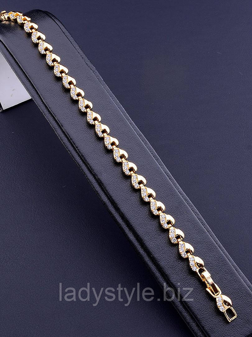 Позолочений браслет "Сердечка" від студії LadyStyle.Biz, фото 1