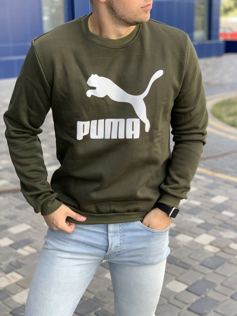Світшот Puma в кольорі хакі (кофта Пума)/ Осінь-зима, фото 1