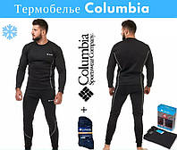 Комплект чоловічої термобілизни Columbia Термобілизна чоловіча зимова чорна + термошкарпетки Columbia