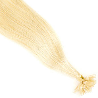 Цветная прядь натуральных волос на кератиновой капсуле для наращивания блонд