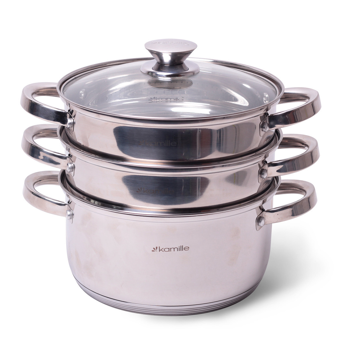 Пароварка Kamille 3-х рівнева 4,3 л з нержавіючої сталі, фото 1