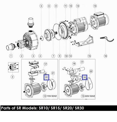 Крильчатка вентилятора насоса Emaux SC/SR/SB 10-15 01031007, фото 2