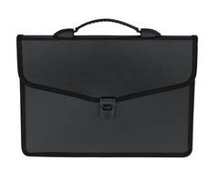 Портфель пластиковий A4 на 3 відділення, на застібці Buromax, чорний