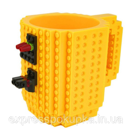 Дитяча чашка Build On для гри з Lego | Гуртка конструктор Лего Жовта