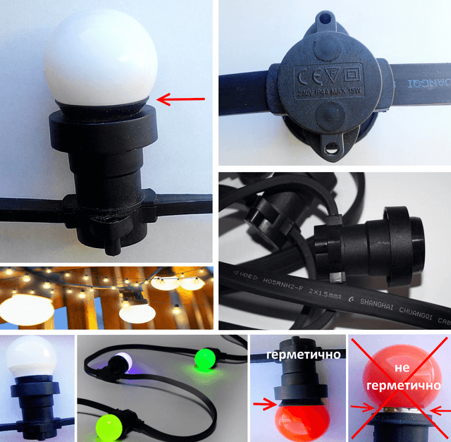Уличная Ретро Гирлянды Belt Light из LED Ламп Е27 фото Товар Ретро Гирлянда Belt Light Уличная Украина