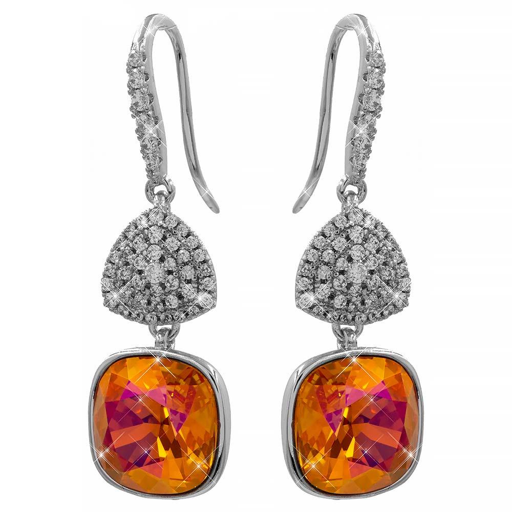 Сережки (гачки) Swarovski Квадрат на основі з каменів родіум (Мединська сталь), фото 1