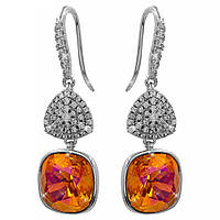 Сережки (гачки) Swarovski Квадрат на основі з каменів родіум (Мединська сталь)