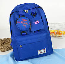 Шкыльний тканинний рюкзак із брелоком і гаманцем Свинка Pig, фото 4