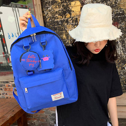 Шкыльний тканинний рюкзак із брелоком і гаманцем Свинка Pig, фото 1