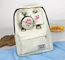 Шкыльний тканинний рюкзак із брелоком і гаманцем Свинка Pig, фото 2