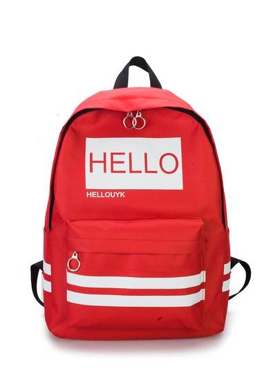 Модний тканинний рюкзак із написом Hello