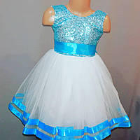 Белое с голубым бальное платье для девочки от 2 до 5 лет, фото 1