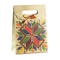 Сумочка подарочная Gift Bag Velcro Рушнык Украинская вышивка 27х19х9 см Натуральный (13643)