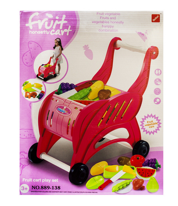 Ігровий набір для дівчаток.Продуктовий візок та продукти на липучках.Іграшкові продукти. Рожева