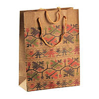 Сумочка подарочная Gift Bag Native Рушнык Украинская Вышивка Бумага 20х15х6 см Натуральный (13647)