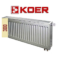 Сталевий радіатор 22 т 300 * 1200 Koer спіднє під'єднання з термоклапаном
