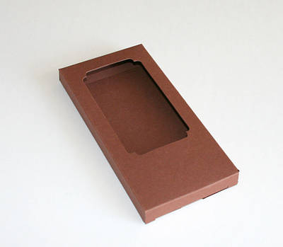 Коробка з дизайнерського картону під шоколад, 160х80х16 мм, колір шоколадний