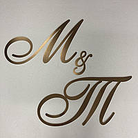 Буквы (инициалы) молодожёнов Manific Decor из зеркального пластика на свадьбу Золотые высотой 35 см