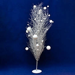 Декорація - дерево на підставці з кулями, 80 см, біла, метал, пластик (770069-5)