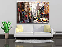 Картина на холсте "Живопись маслом, вид улицы Нью-Йорка"