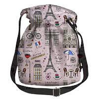 Сумка мішок Torba Достопримечательности Парижа на розовом фоне 30x30 см (TOR_ILI030_SE)