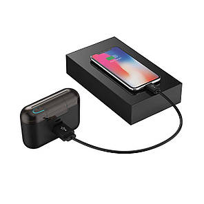 Зарядний бокс Power Bank/Кейс для навушників HBQ Q32 Single Чорний, фото 2
